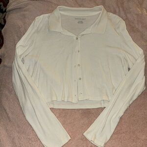 american eagle cropped collared shirt